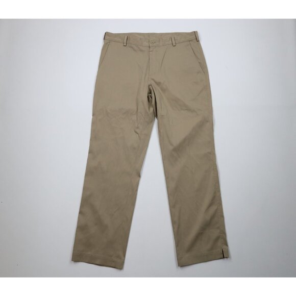 Nike Golf Mens 35x32 Distressed Tech Knit Wide Leg Golfing Chino Pants Beige - Picture 1 of 14